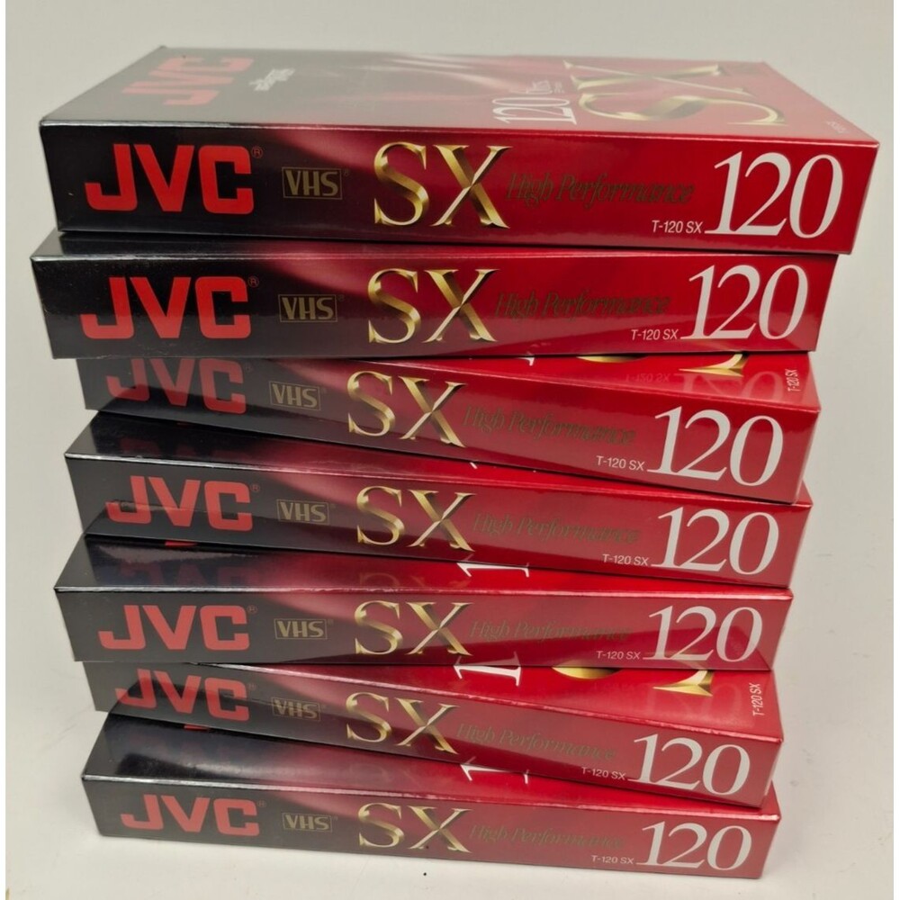 Lot of 7 JVC T-120SX High Performance Blank VHS VCR Tapes New Sealed